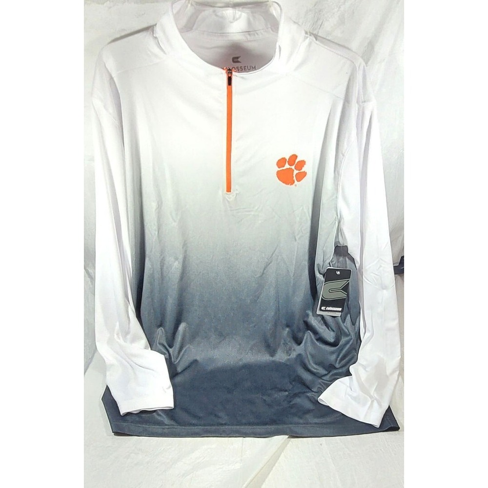 Colosseum Clemson Tigers Magic Team Logo 1/4 Zip Jacket Top - Ombre Gray - XL